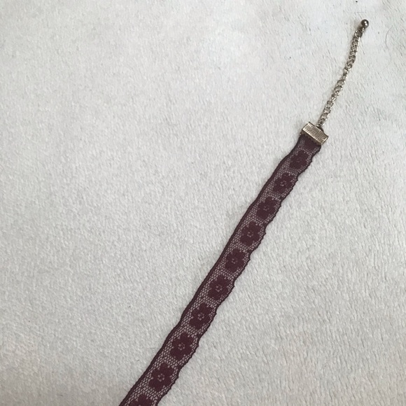 Maroon Lace Flower Choker Necklace - Picture 6 of 10